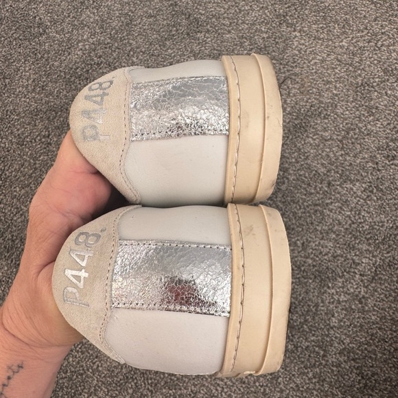 P448 Cream with Rose and Silver Trims Shoes Made in Italy Size 36 - Picture 12 of 13